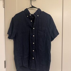 J. Crew Navy Short-Sleeve Linen Button-Down Shirt